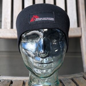 Doctors Without Borders Black Ribbed Knit Beanie Hat Toque Unisex